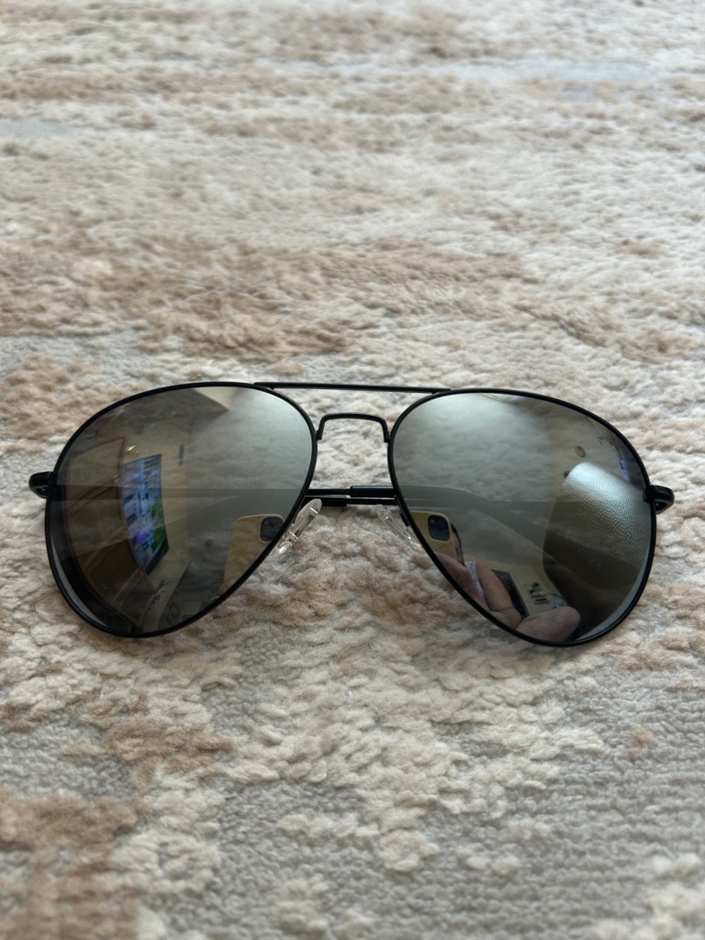 Neven Aviator Sunglasses - Black Frame with Silver Mirrored Lenses - Picture 7 of 9